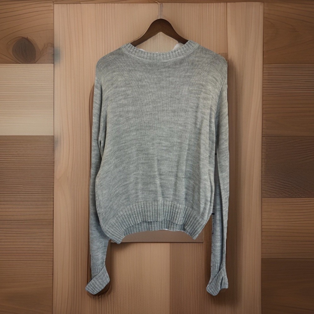 Vintage 1960s Acrylic Sweater L Gray Minimalist Lightweight Capsule Silky